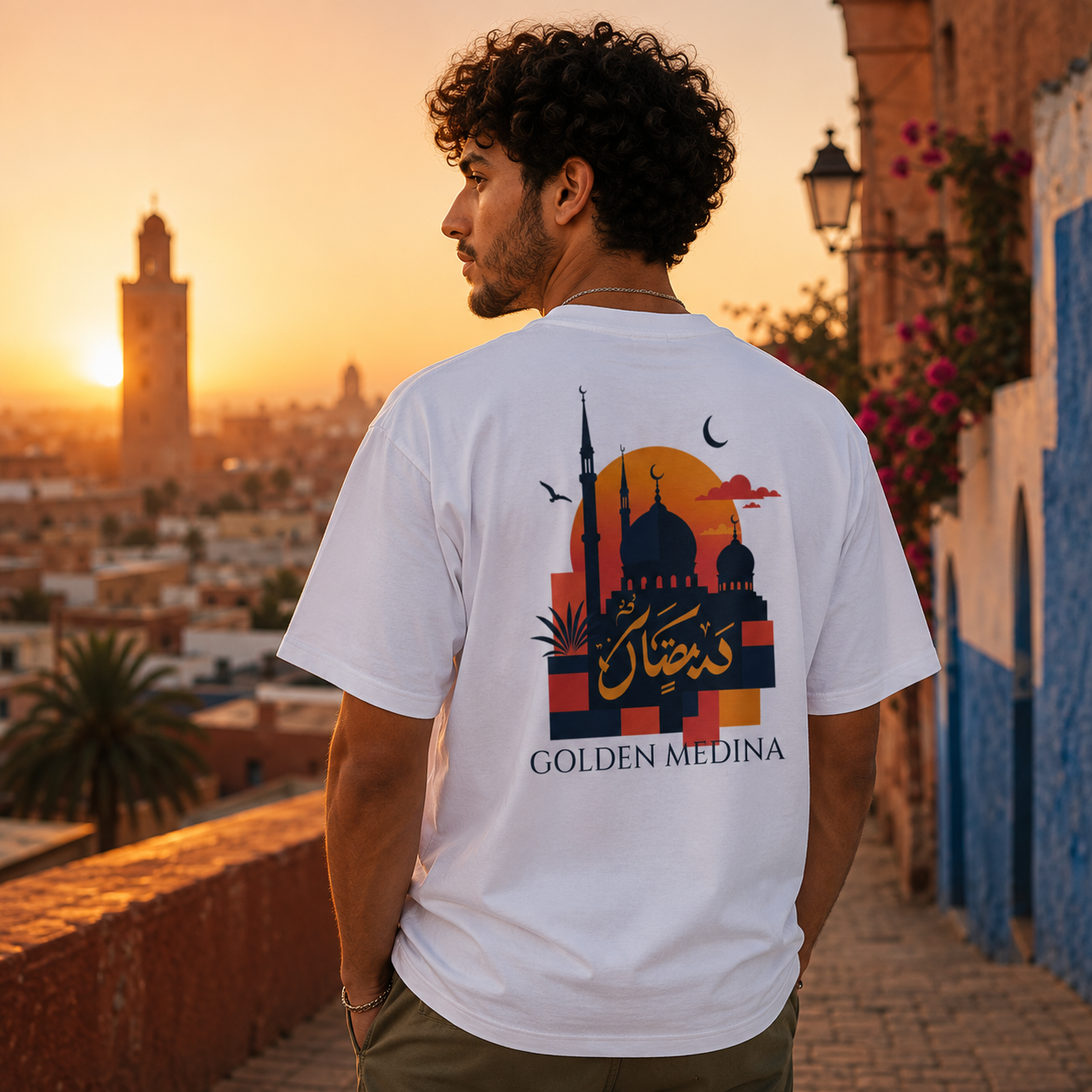 T-shirt LUXE coupe large 100% coton - Golden Medina