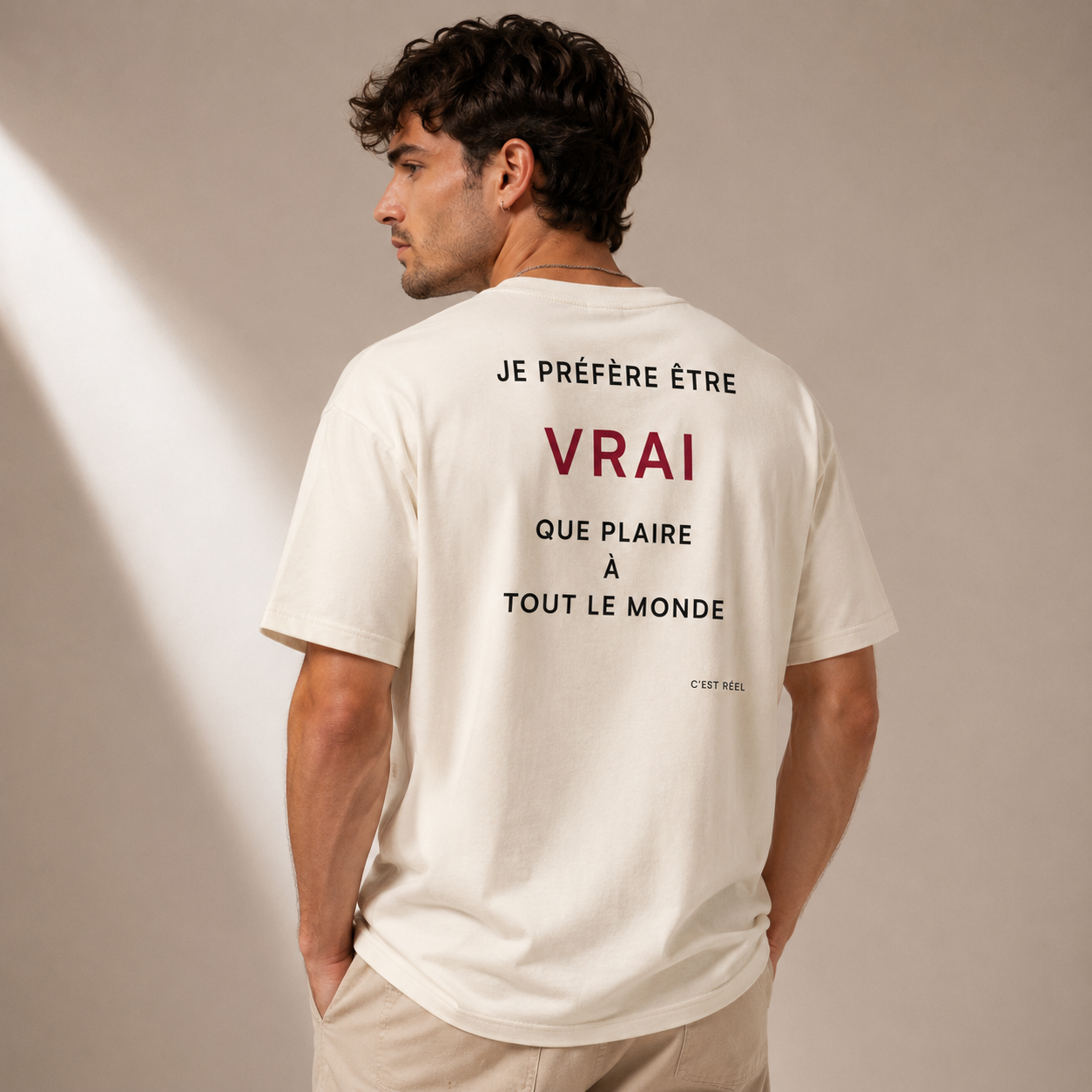 T-shirt LUXE coupe large 100% coton - Vrai