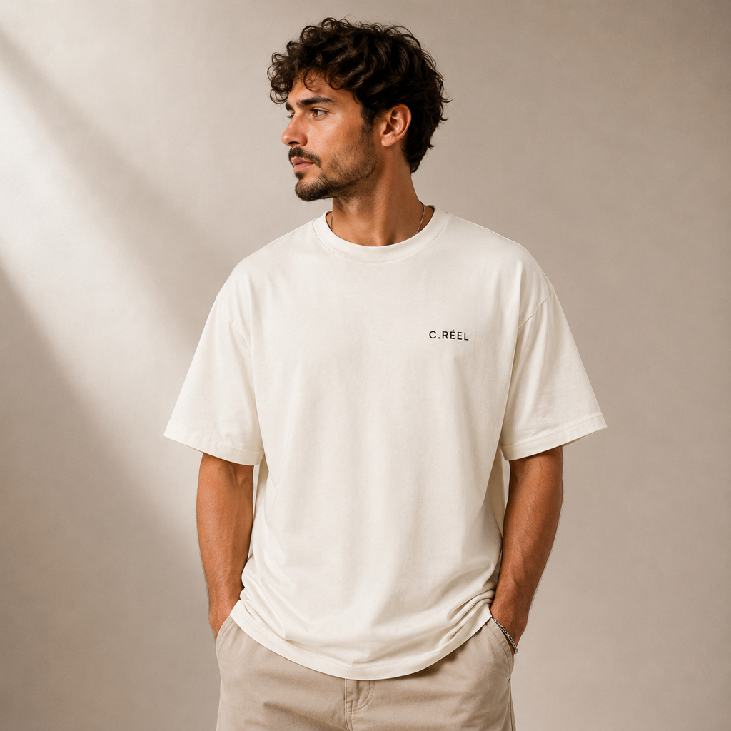 T-shirt LUXE coupe large 100% coton - Vrai
