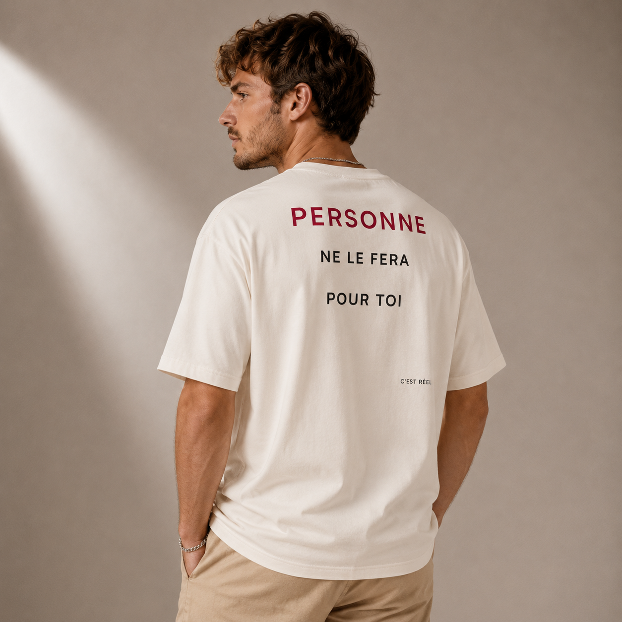 T-shirt LUXE coupe large 100% coton - Personne