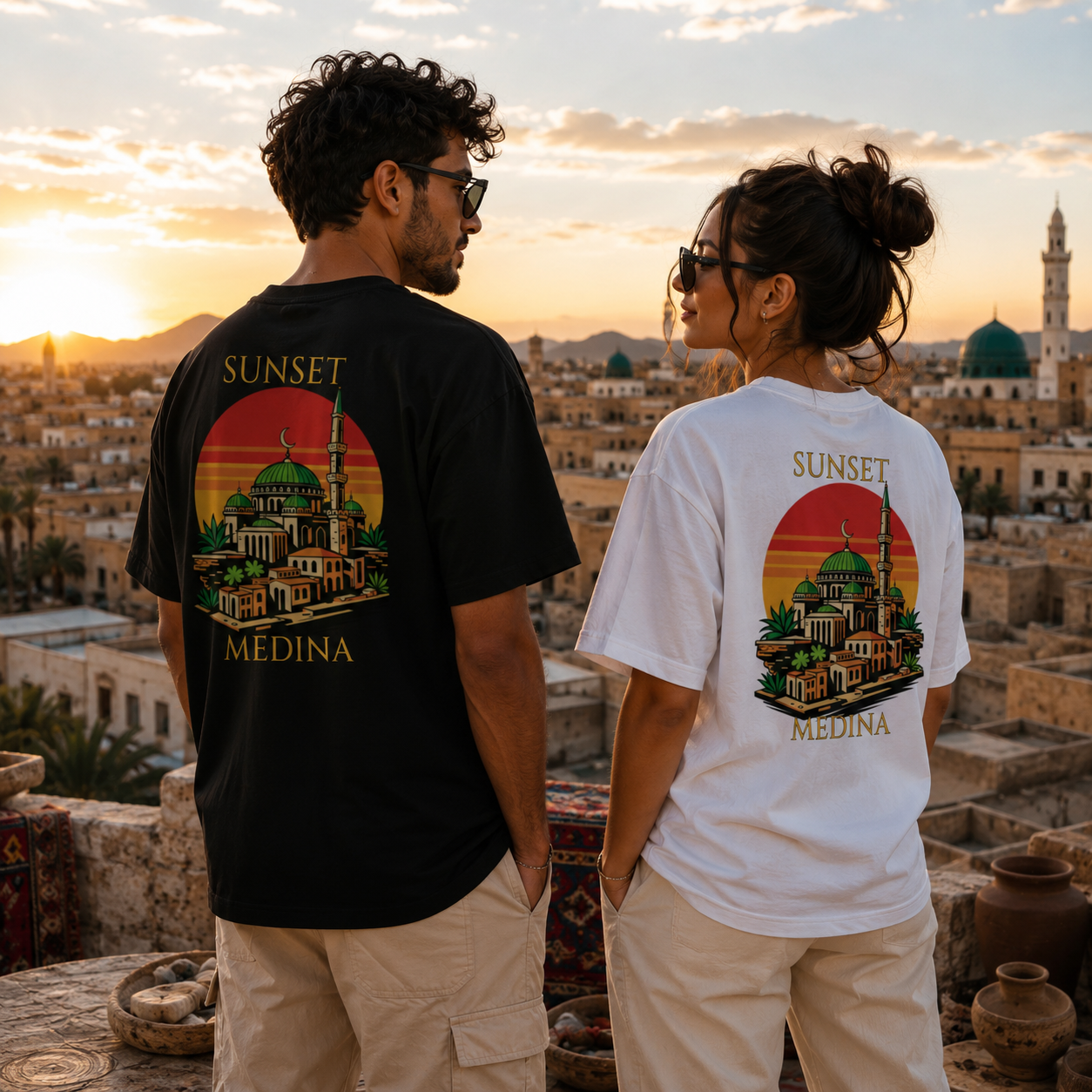 T-shirt LUXE coupe large 100% coton - Sunset Medina