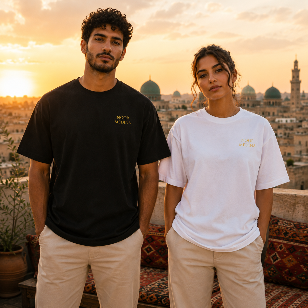 T-shirt LUXE coupe large 100% coton - Sunset Medina