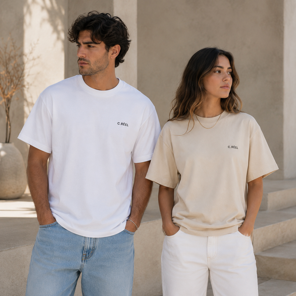 T-shirt LUXE coupe large 100% coton - Personne