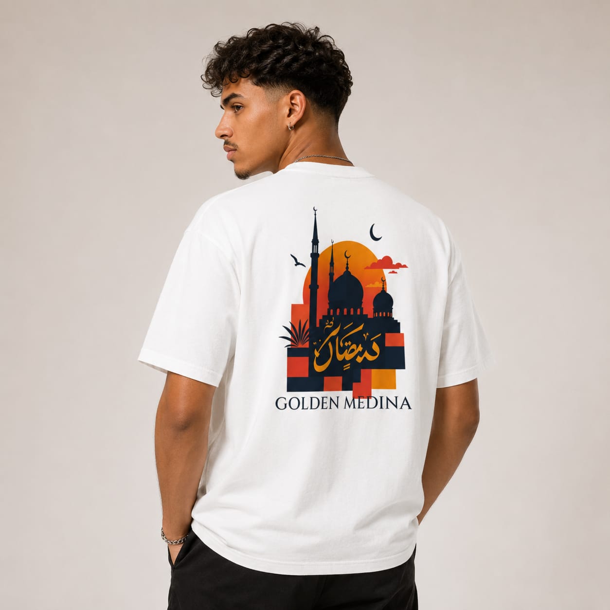 T-shirt LUXE coupe large 100% coton - Golden Medina
