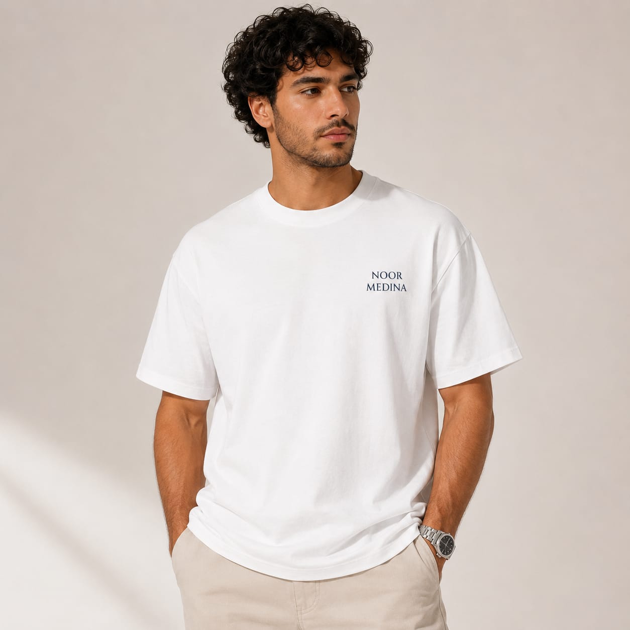 T-shirt LUXE coupe large 100% coton - Golden Medina